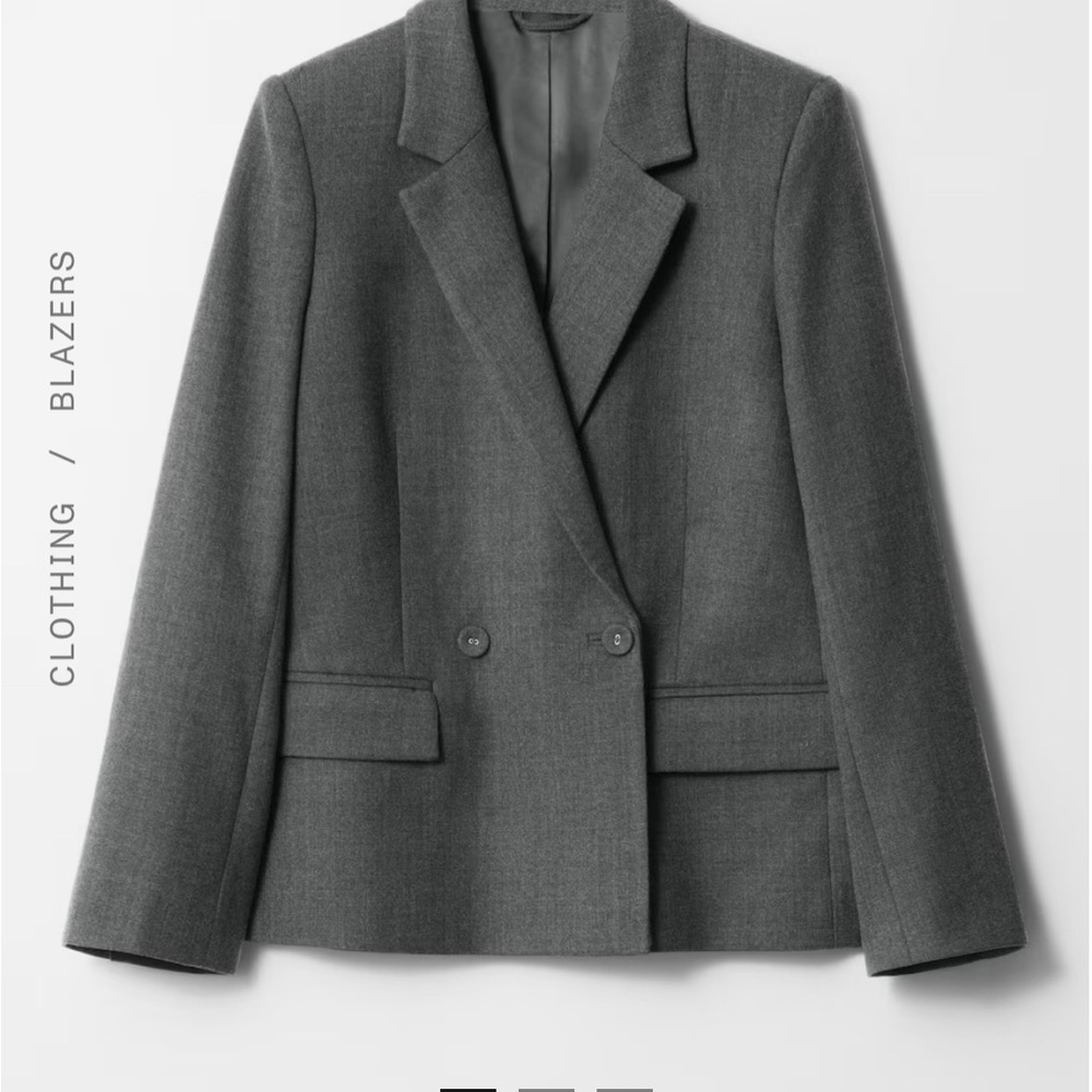 & Other Stories Dark Gray Wool Double Breasted Blazer